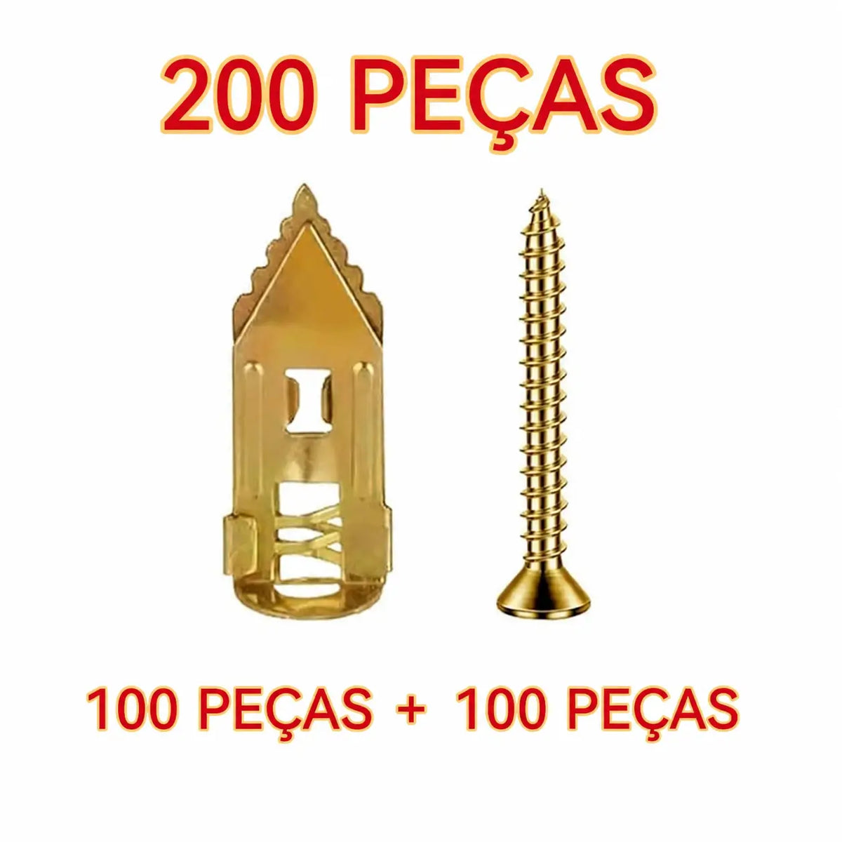 Kit com 200 buchas para drywall autoperfurantes sem furadeira para quadros, prateleiras, cortinas e armários de parede em casa e no escritório