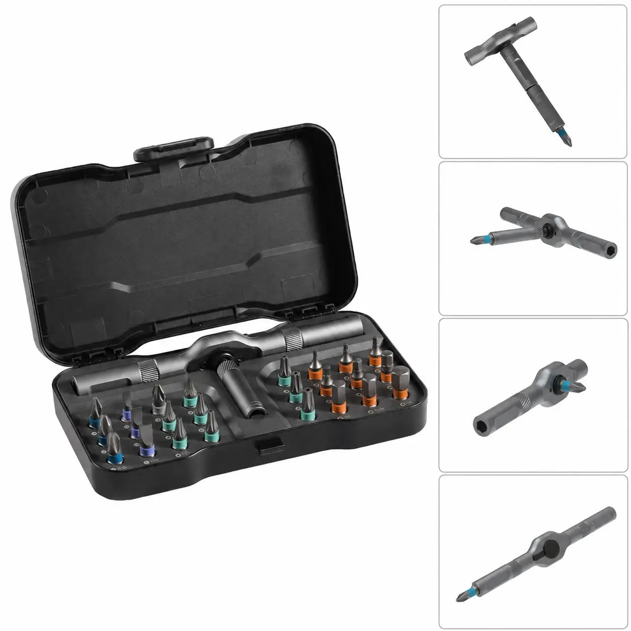 Kit chave de fenda catraca 24 em 1 com pontas magnéticas S2 para reparos em casa, bikes e eletrônicos DIY diário