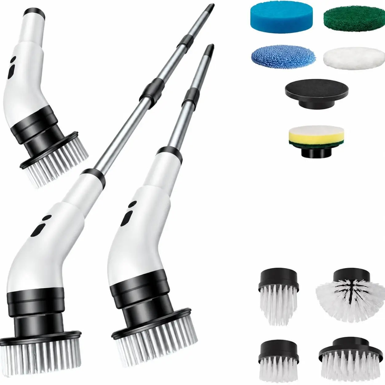 Escova elétrica de limpeza sem fio IPX7 com cabo extensível e 9 cabeças para banheiro, cozinha, pisos e rejuntes do dia a dia