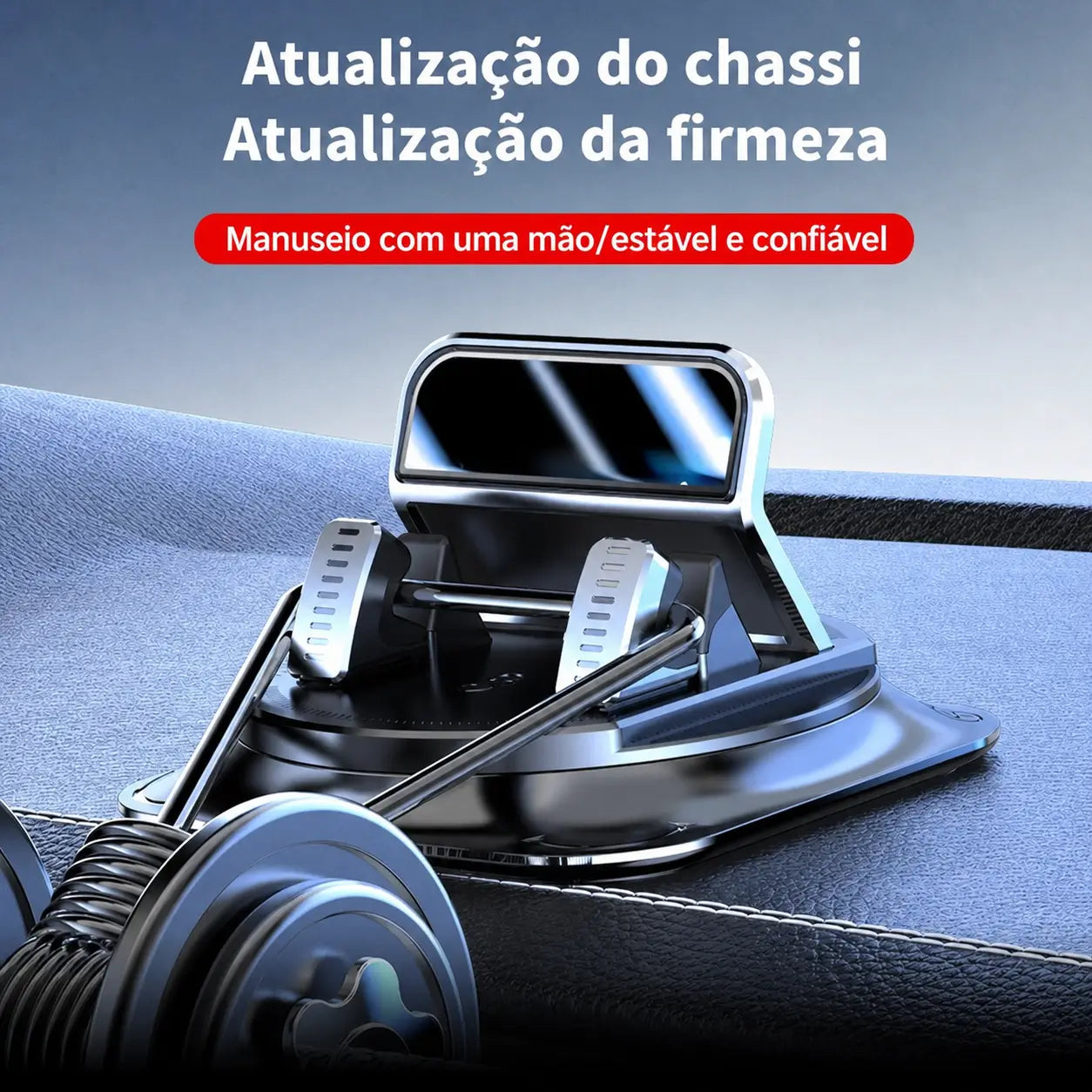 Suporte veicular para celular com rotação 360° e ventosa estável para navegação no painel, uso com uma mão em iPhone e Android
