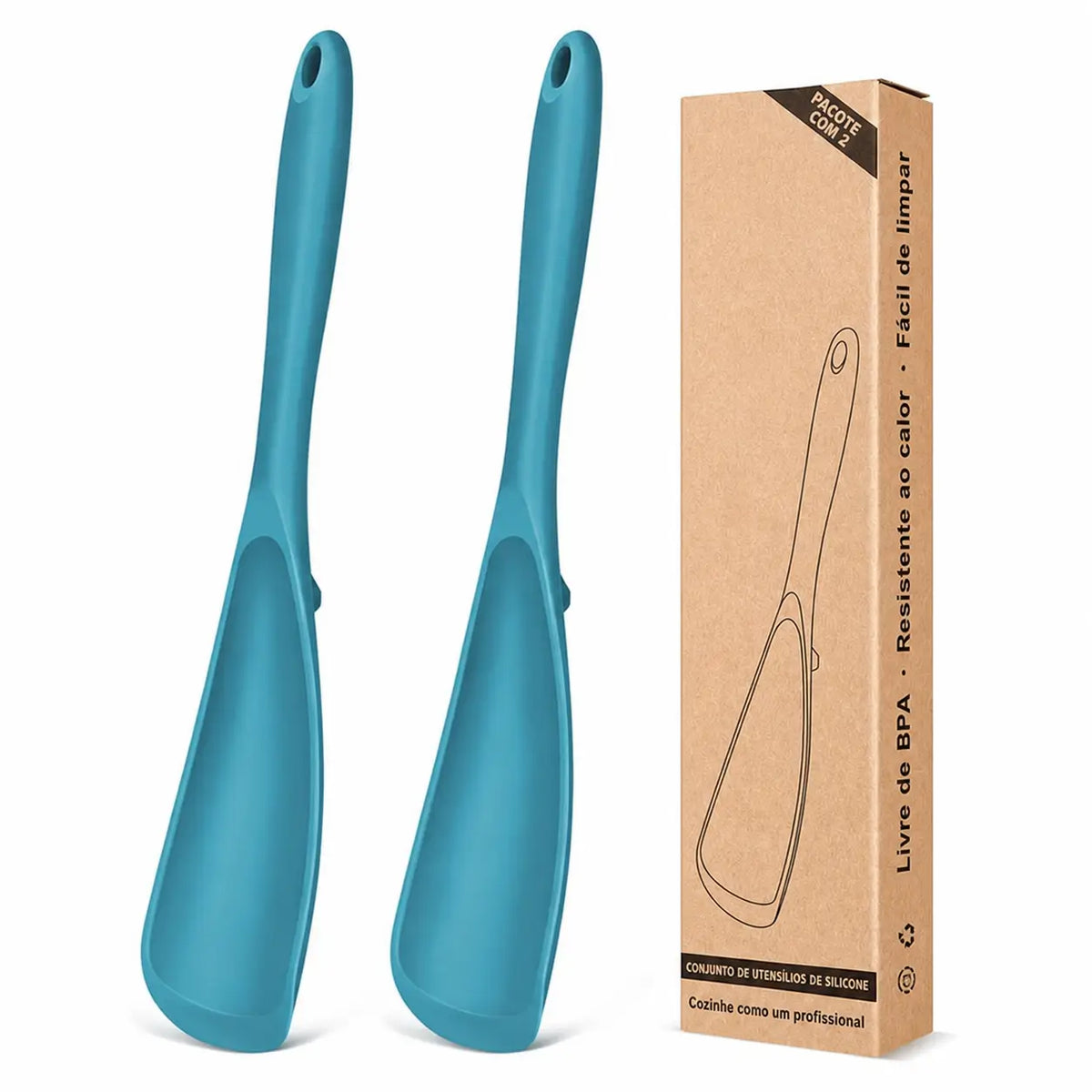 Kit 2 Colheres Espátulas de Silicone Antiaderente, Livre de BPA e Resistente ao Calor