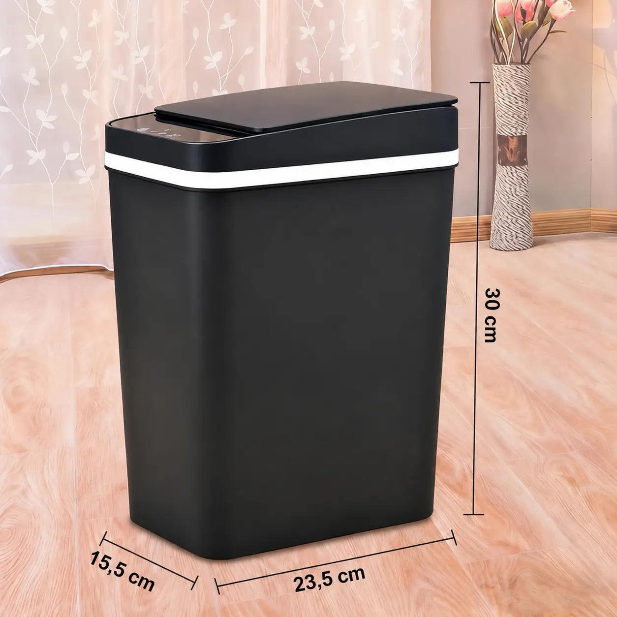 Lixeira automática 12 L sem toque com sensor infravermelho, tampa vedada e design slim para cozinha, banheiro, escritório e uso diário em casa