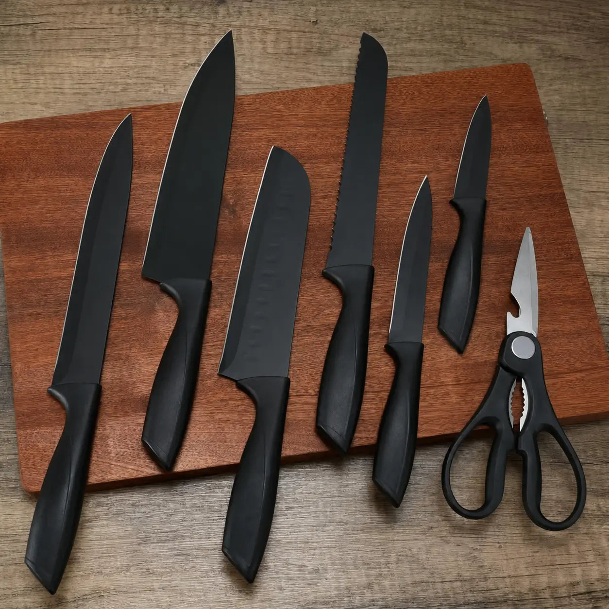 Jogo de facas de cozinha 8 peças com bloco universal, lâminas antiaderentes e resistentes à ferrugem para preparo diário em casa