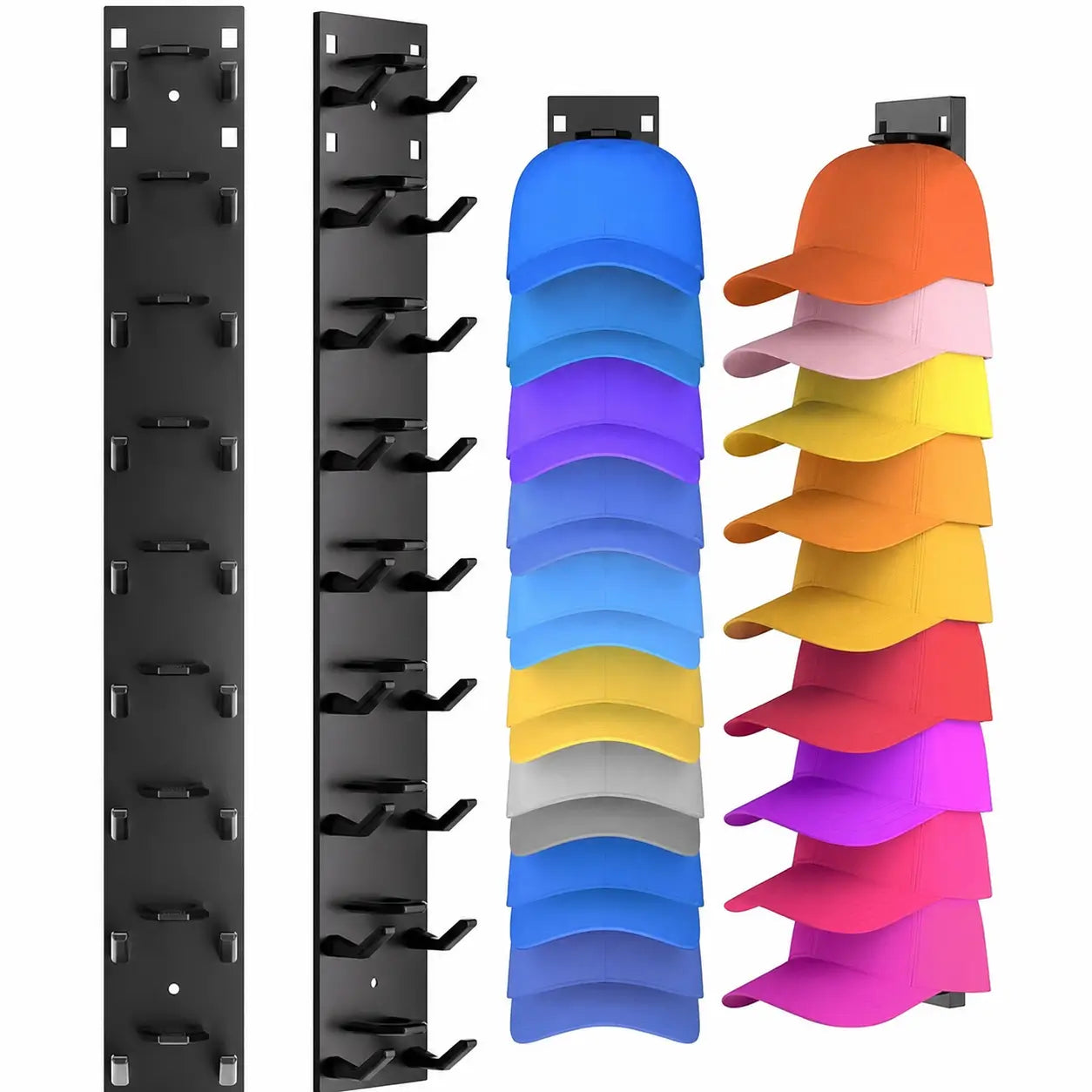 Organizador de bonés de parede com 2 suportes, adesivo ou parafuso, economiza espaço no quarto e closet, comporta 18 bonés