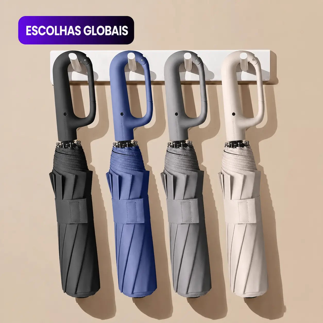 Guarda-chuva dobrável automático com 10 varetas, resistente ao vento e à chuva, com alça para levar na bolsa todos os dias