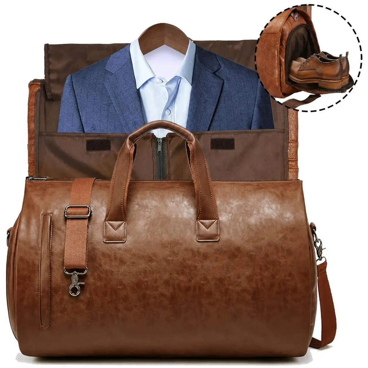 Bolsa mala de viagem 57L resistente à água com porta-terno e sapateira para bordo, academia e fim de semana de homens e mulheres