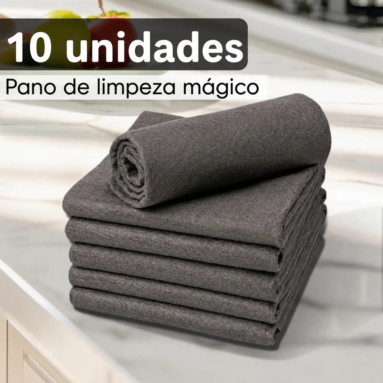 Kit 10 panos de microfibra grossos sem fiapos para vidros, cozinha, carro, espelhos, móveis e eletrodomésticos laváveis