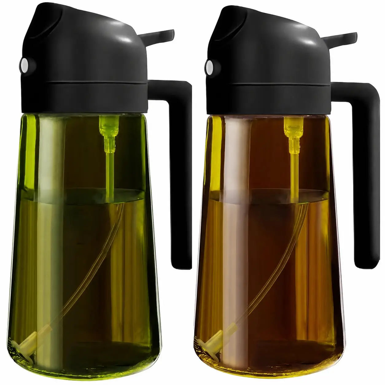 Kit com 2 dosadores borrifadores de óleo em vidro BPA-free 470 ml para cozinhar com mais controle e menos bagunça na rotina diária