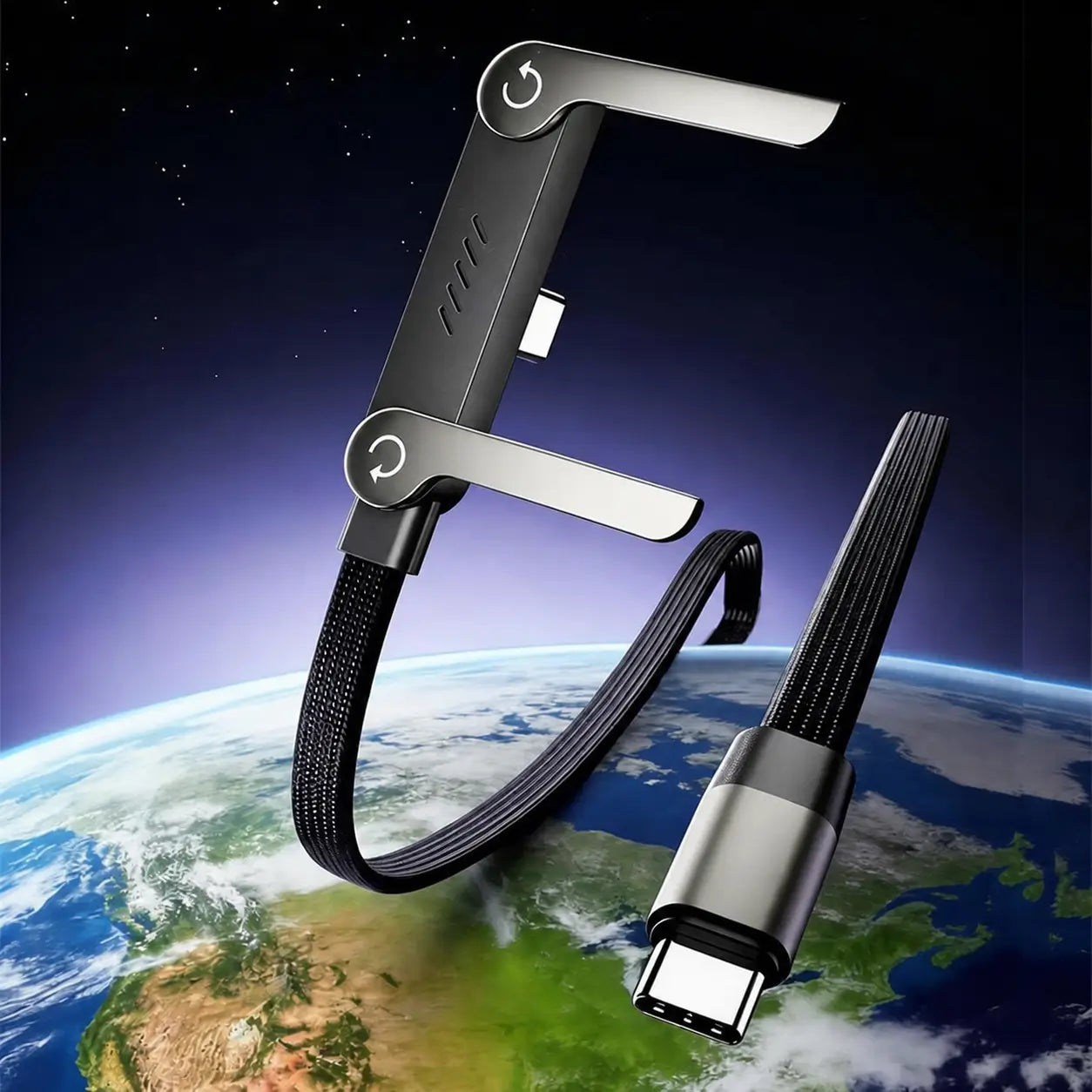 Cabo USB-C 240W com suporte invisível para celular e notebook, carga rápida 2 em 1 para jogos, escritório, viagens e carro