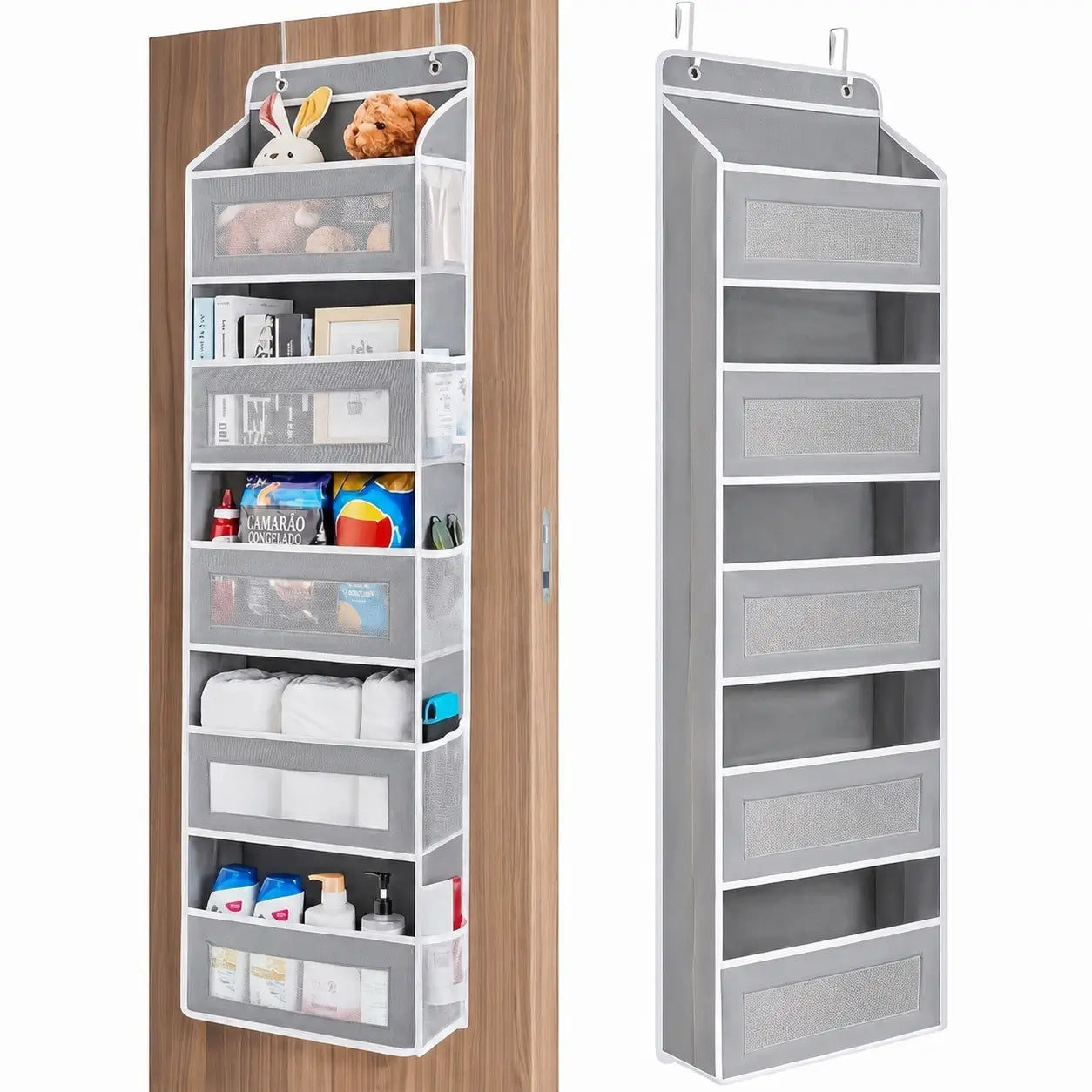 Organizador de porta suspenso 5 níveis com 10 bolsos grandes e design anti-inclinação para quarto, banheiro e dormitório