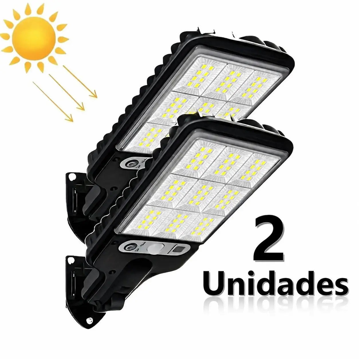 Kit 4 luminárias solares LED para área externa com sensor de presença, controle remoto e 3 modos para quintal e garagem
