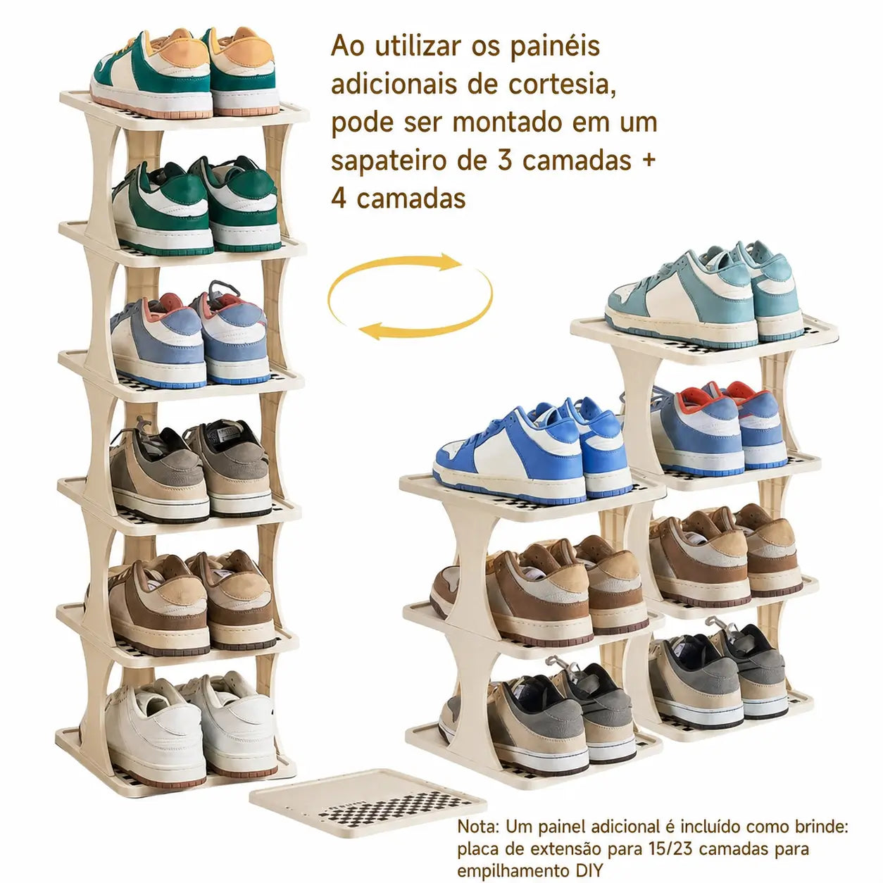 Organizador de sapatos vertical com prateleiras ajustáveis, sapateira economiza espaço para quarto, banheiro, garagem ou escritório e montagem prática sem ferramentas