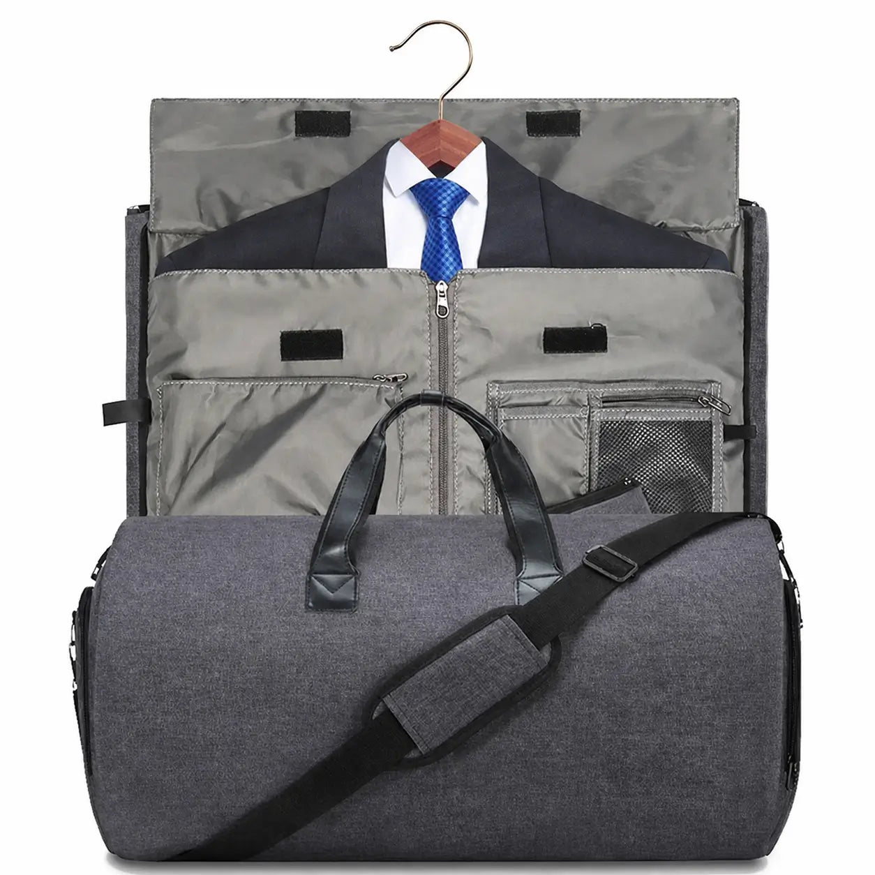 Bolsa mala de viagem 57L resistente à água com porta-terno e sapateira para bordo, academia e fim de semana de homens e mulheres