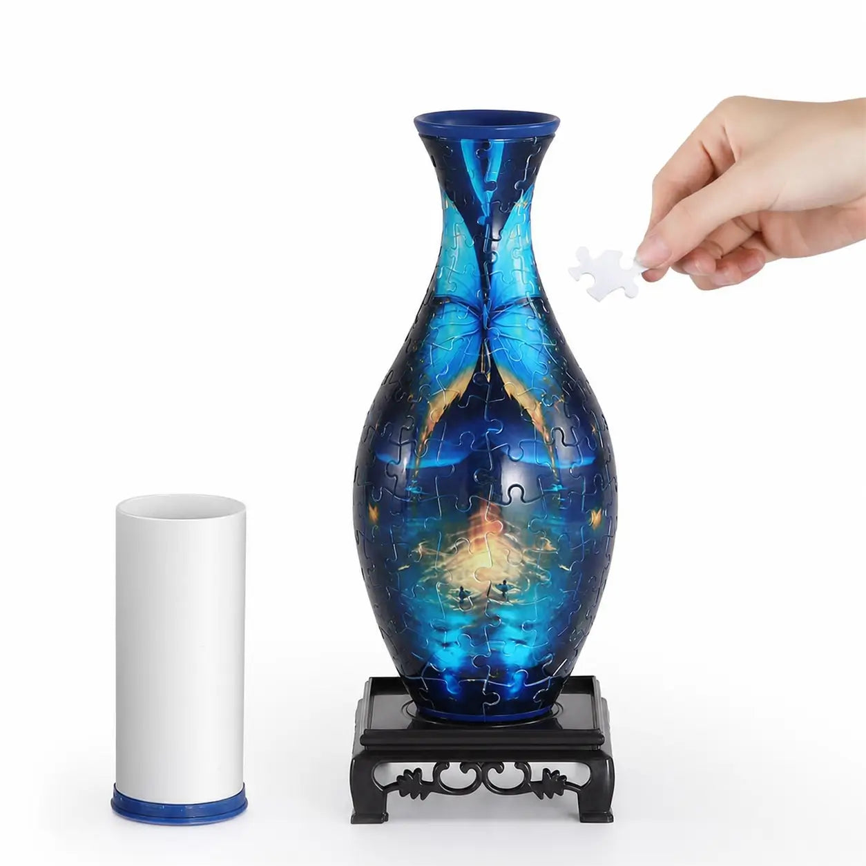 Vaso quebra-cabeça 3D com 160 peças e copo removível para flores, decoração de mesa e presente criativo adulto para momentos em família