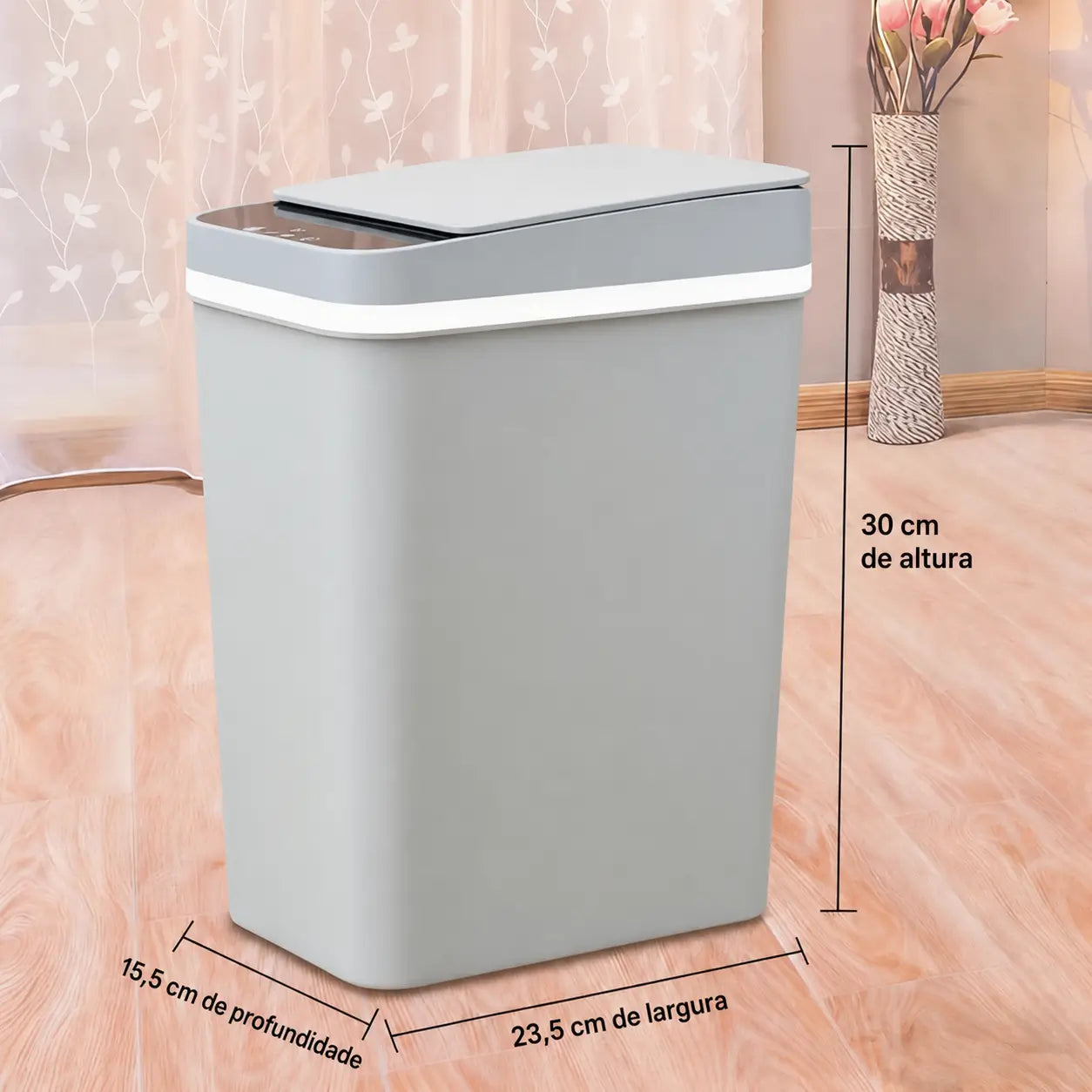 Lixeira automática 12 L sem toque com sensor infravermelho, tampa vedada e design slim para cozinha, banheiro, escritório e uso diário em casa
