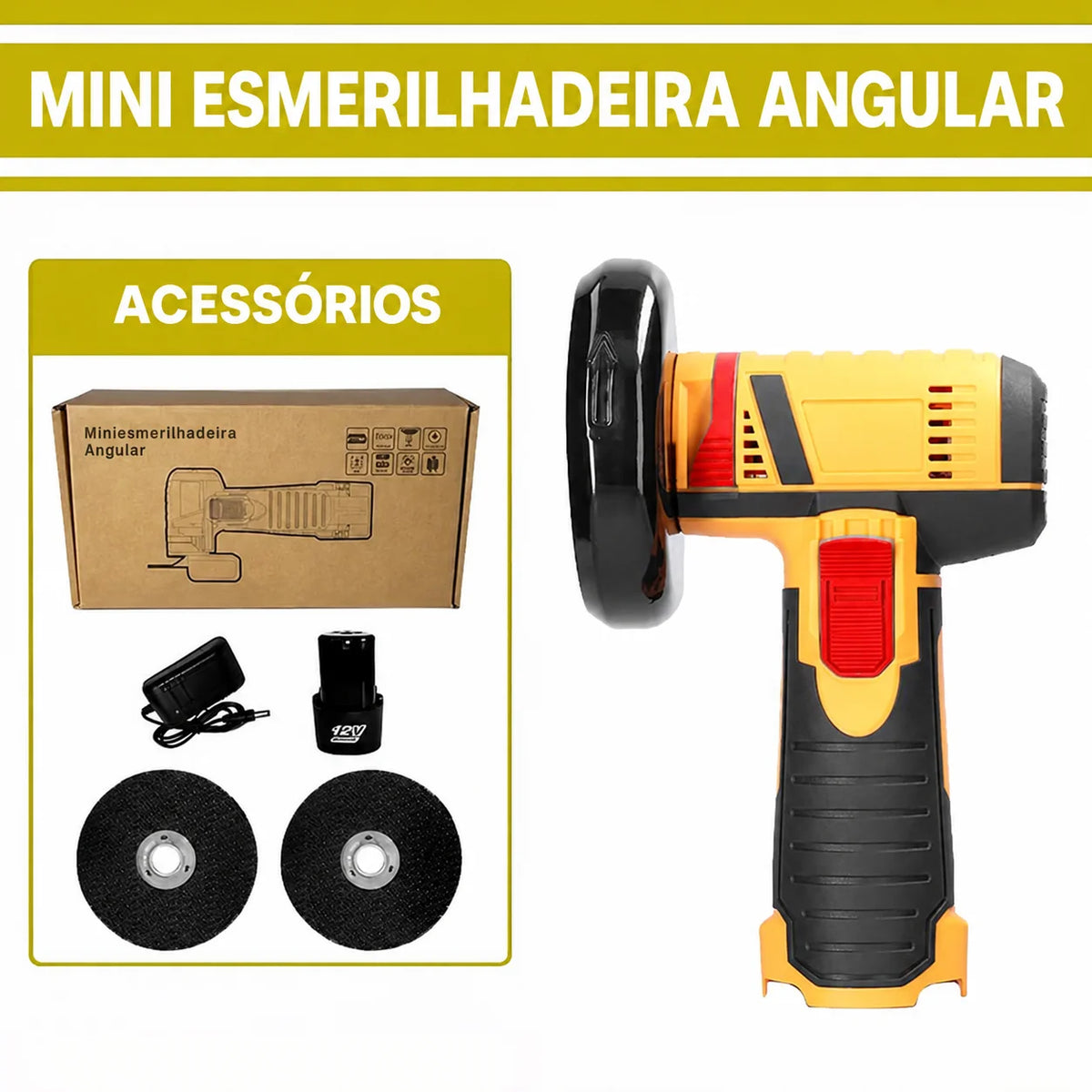 Mini esmerilhadeira sem fio 12V com motor sem escovas