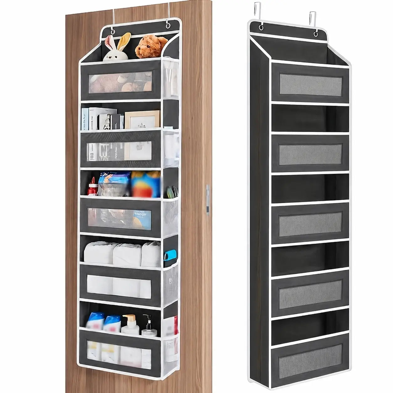 Organizador de porta suspenso 5 níveis com 10 bolsos grandes e design anti-inclinação para quarto, banheiro e dormitório