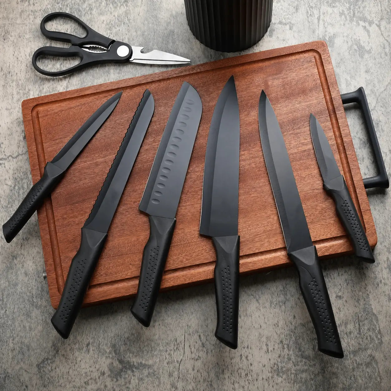 Jogo de facas de cozinha 8 peças com bloco universal, lâminas antiaderentes e resistentes à ferrugem para preparo diário em casa