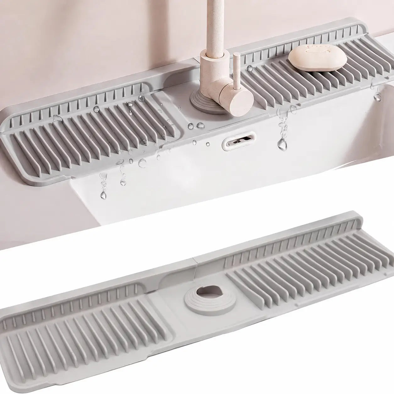 Protetor de pia em silicone alimentício com abertura ajustável e drenagem rápida para cozinha, banheiro, lavanderia e motorhome sem bagunça diária