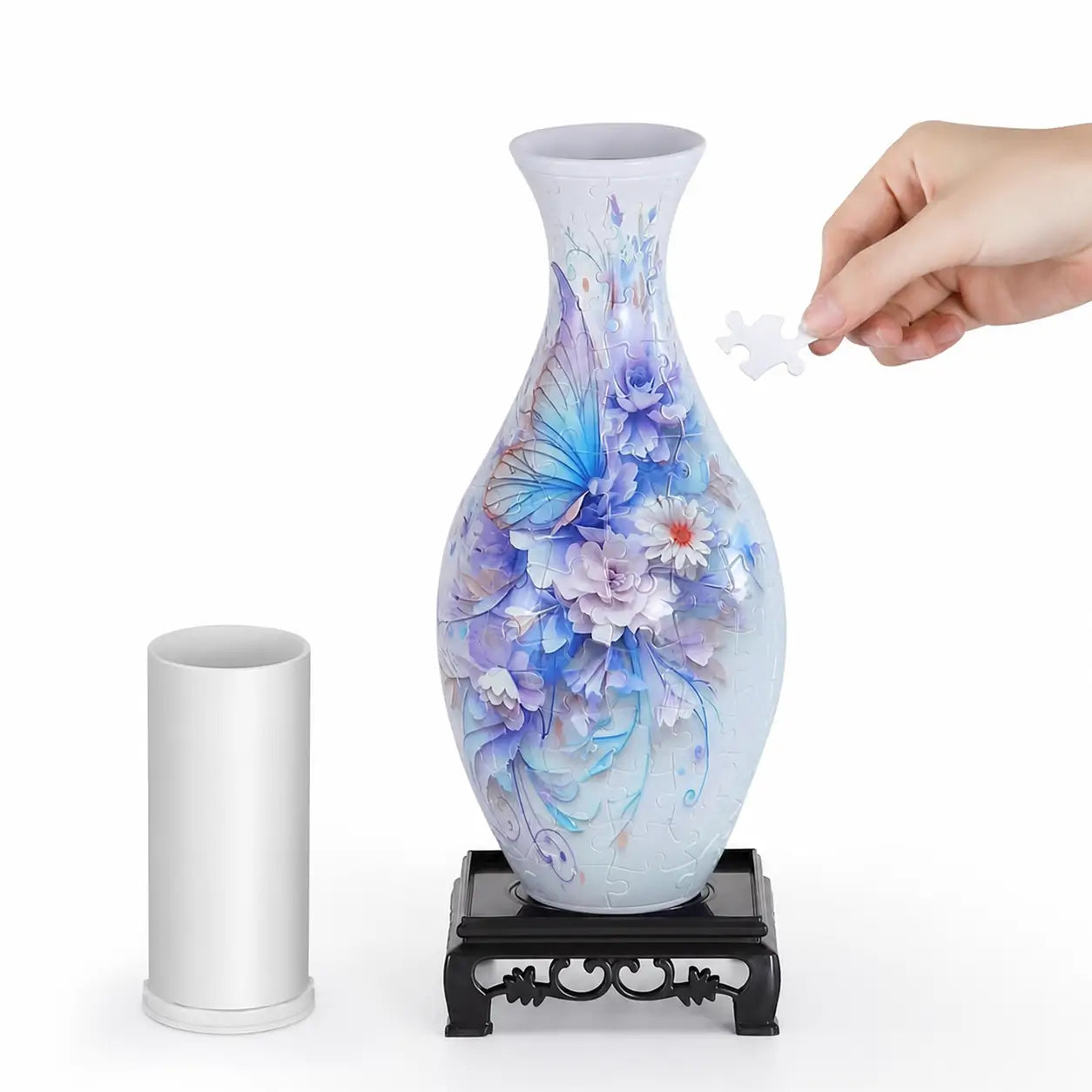 Vaso quebra-cabeça 3D com 160 peças e copo removível para flores, decoração de mesa e presente criativo adulto para momentos em família