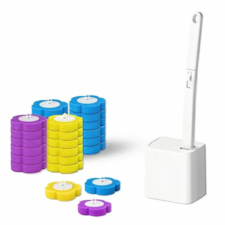Kit de escova sanitária descartável de parede com 24 refis perfumados e troca sem contato para banheiro, pia, banheira e ralos