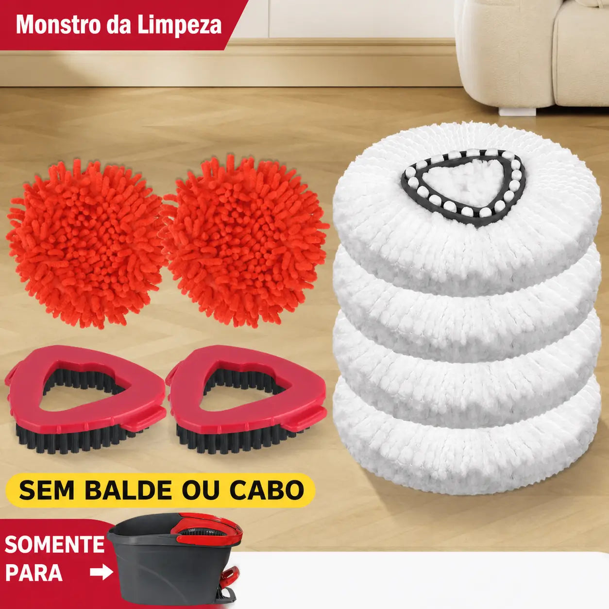 Cabeças de espanador em chenille para mop sistema 1 tanque, limpeza a seco de poeira, móveis, teto e persianas com instalação fácil