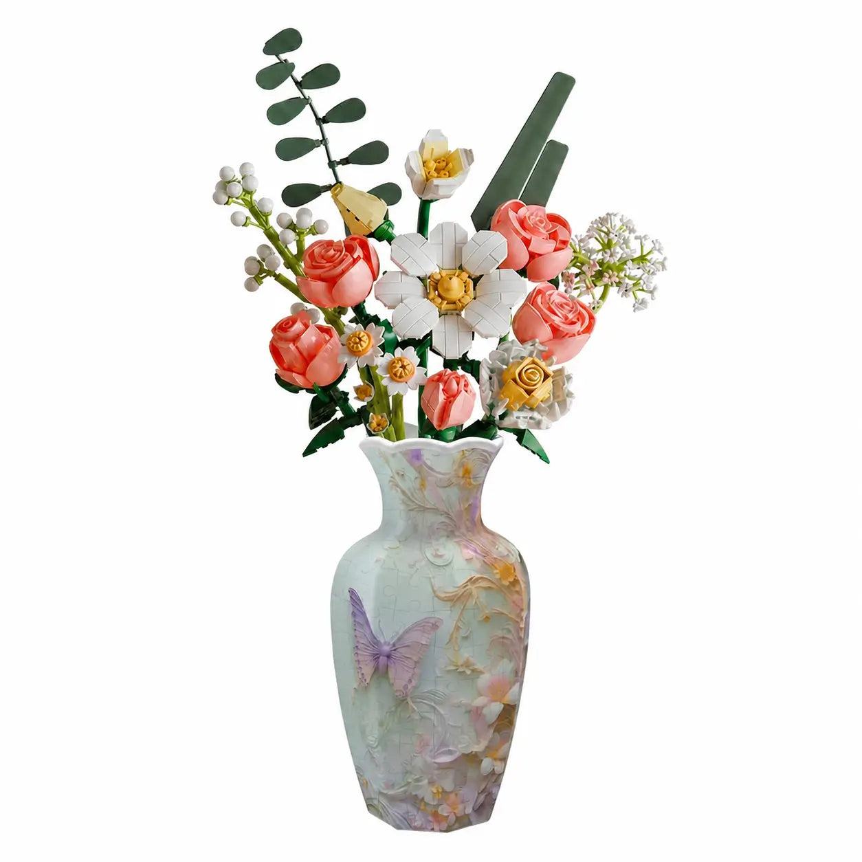 Vaso quebra-cabeça 3D com 160 peças e copo removível para flores, decoração de mesa e presente criativo adulto para momentos em família