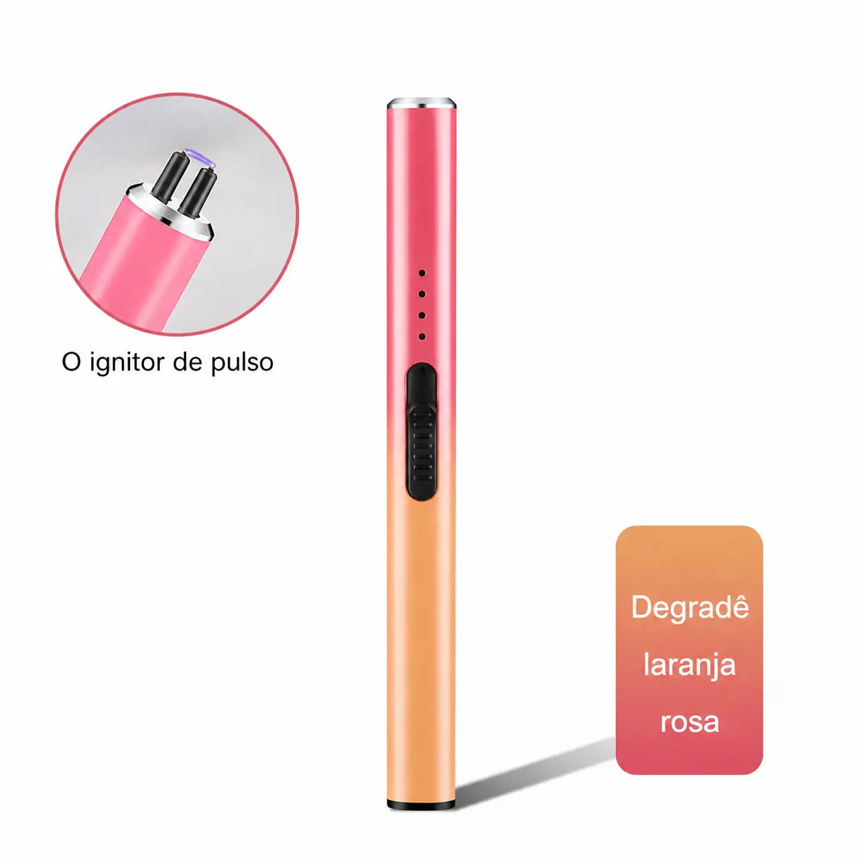 Acendedor elétrico de velas estilo caneta com indicadores LED, compacto e seguro para casa, presentes e momentos especiais do dia a dia