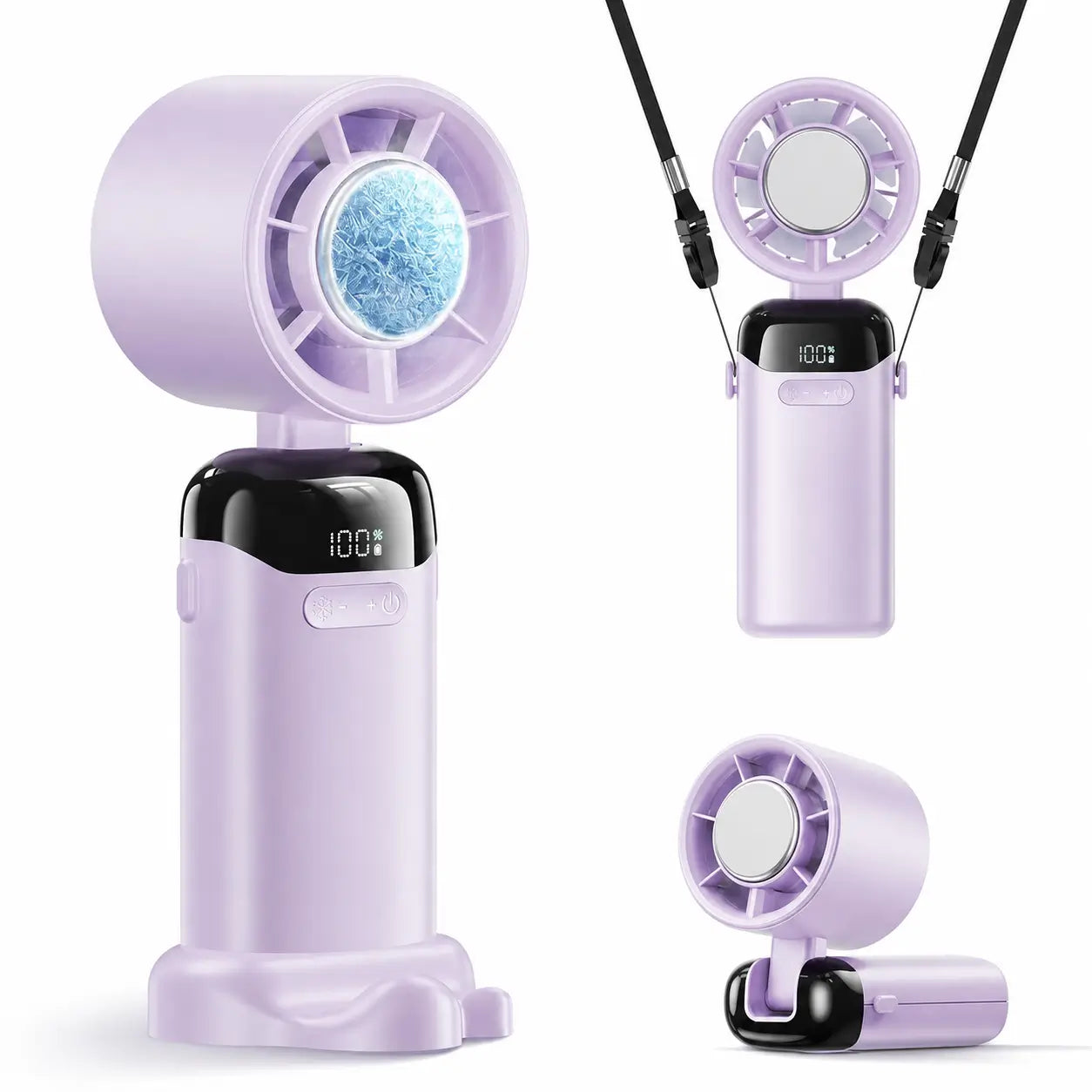 Ventilador portátil turbo 4 em 1 com 200 velocidades, display LED e bateria 3600 mAh para viagem, mesa e pescoço