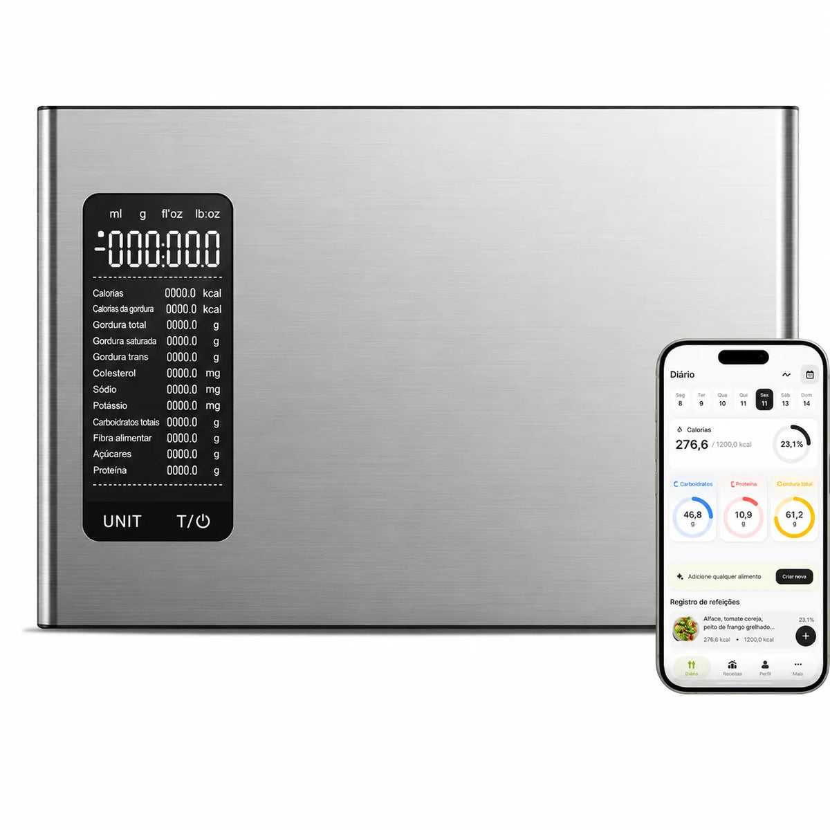 Balança digital de cozinha com tara e precisão de 1 g