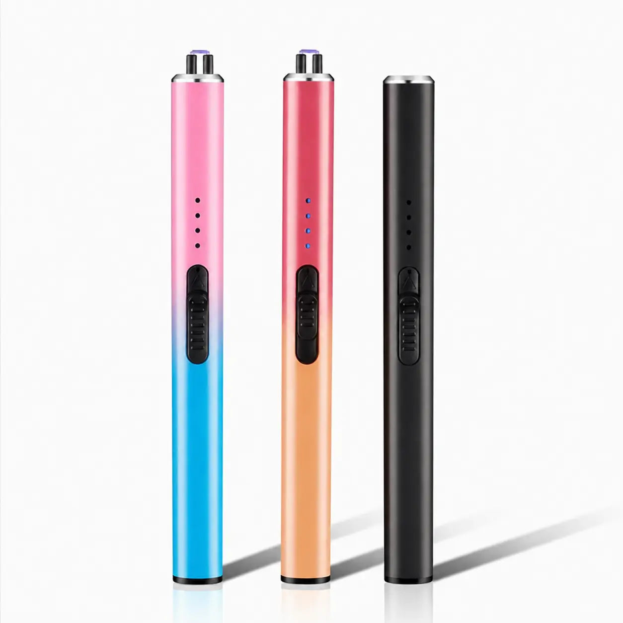 Acendedor elétrico de velas estilo caneta com indicadores LED, compacto e seguro para casa, presentes e momentos especiais do dia a dia