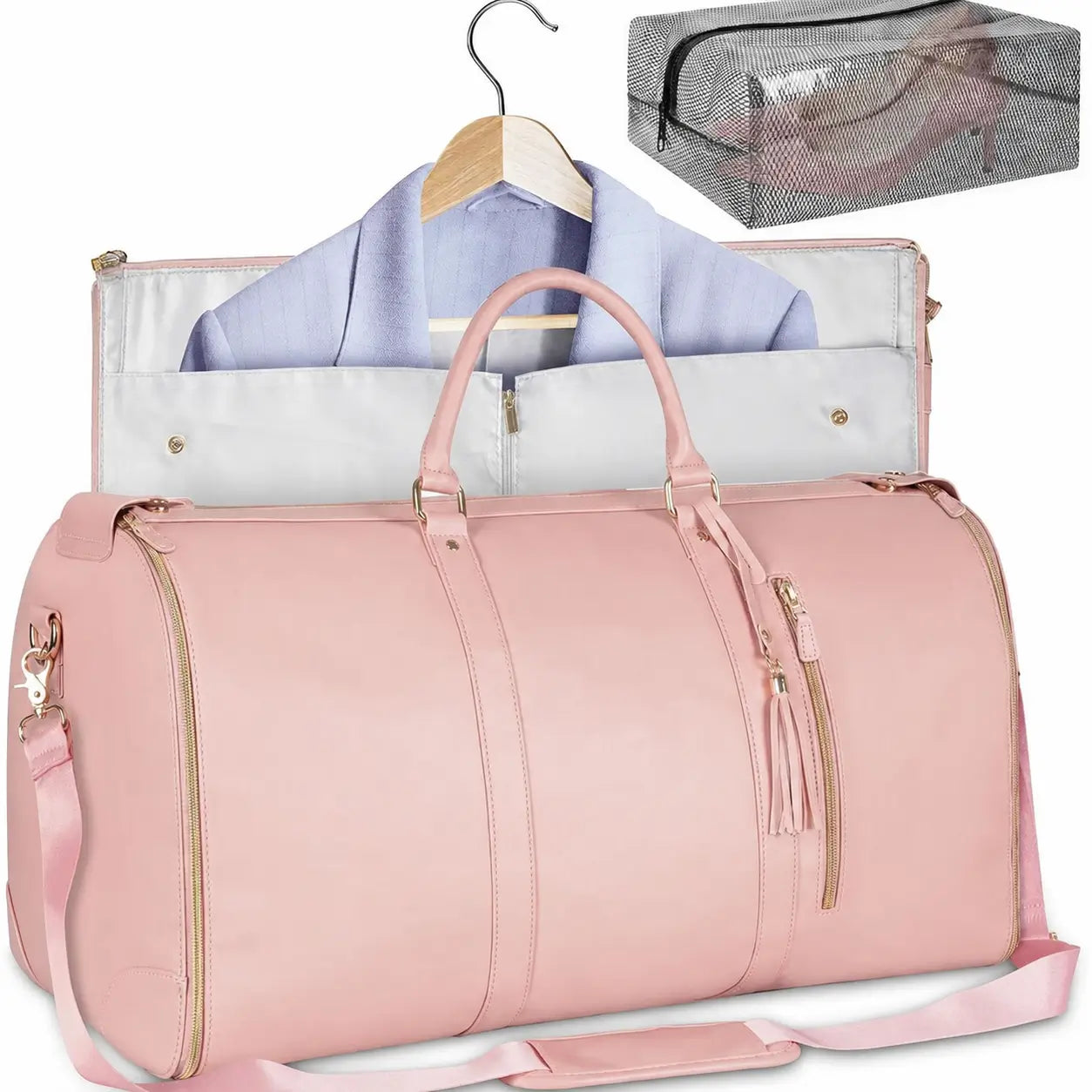 Bolsa mala de viagem 57L resistente à água com porta-terno e sapateira para bordo, academia e fim de semana de homens e mulheres