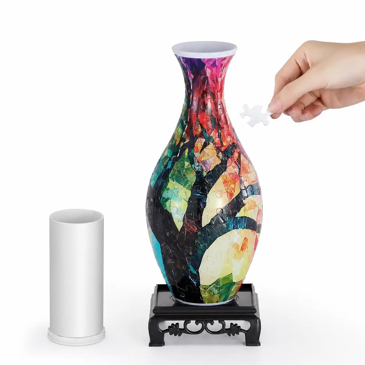 Vaso quebra-cabeça 3D com 160 peças e copo removível para flores, decoração de mesa e presente criativo adulto para momentos em família