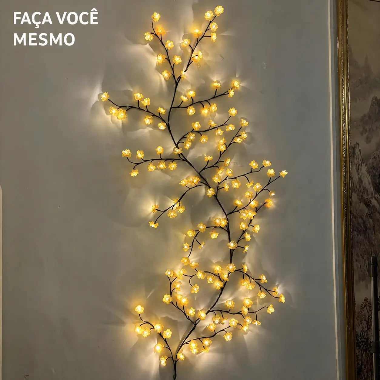 Luz decorativa de galhos com 144 LEDs USB, resistente ao tempo, para sala, quarto, varanda e festas em casa com instalação fácil