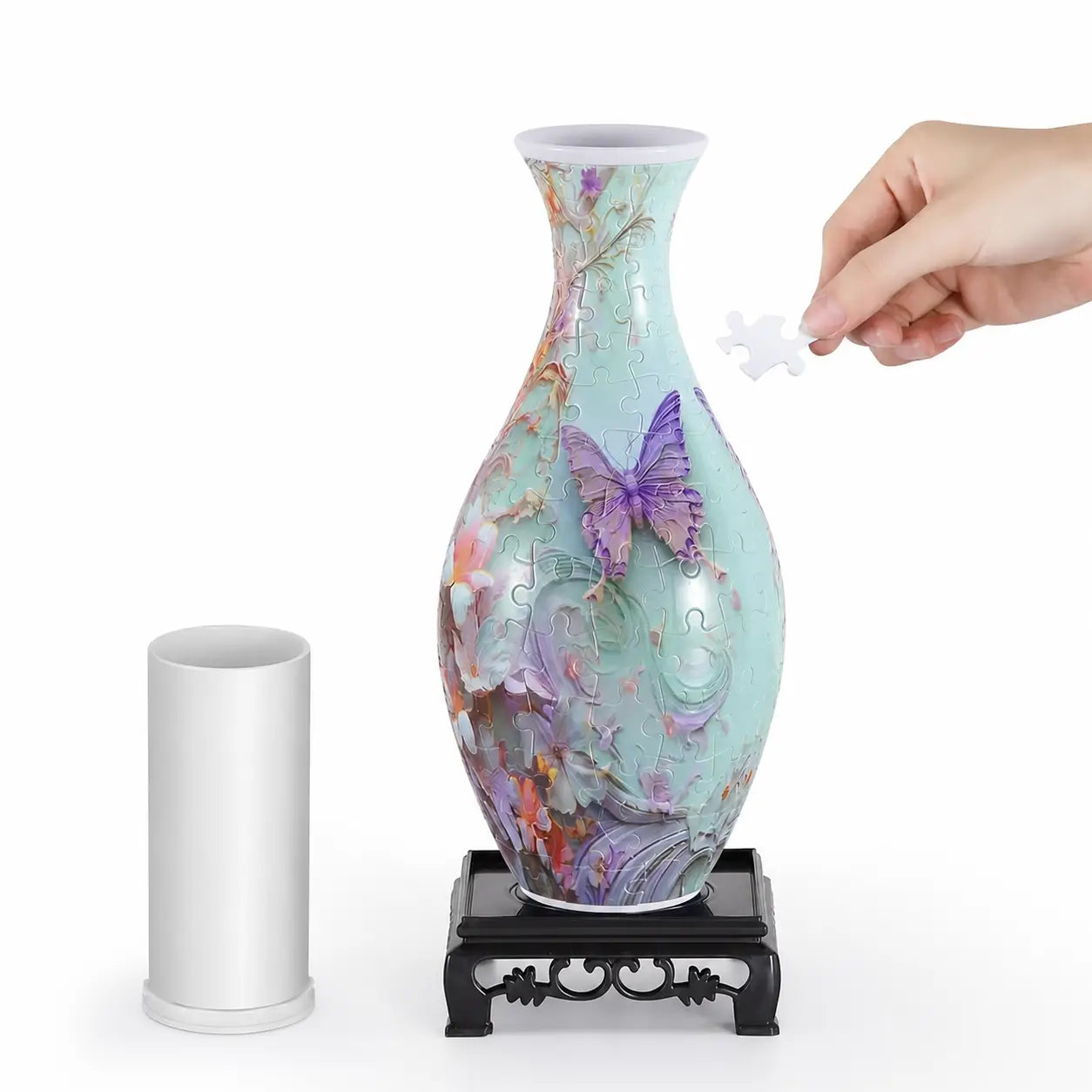 Vaso quebra-cabeça 3D com 160 peças e copo removível para flores, decoração de mesa e presente criativo adulto para momentos em família