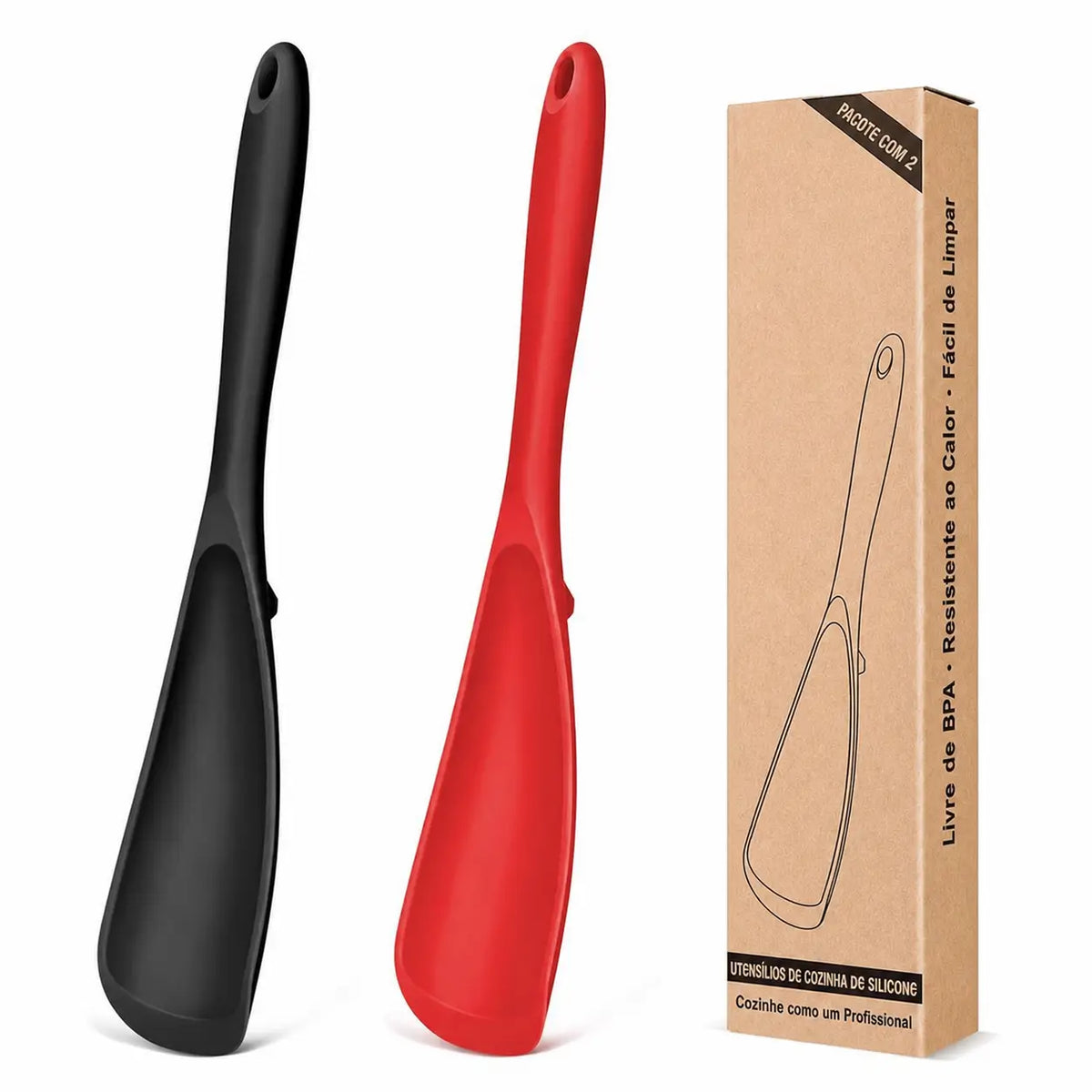 Kit 2 Colheres Espátulas de Silicone Antiaderente, Livre de BPA e Resistente ao Calor