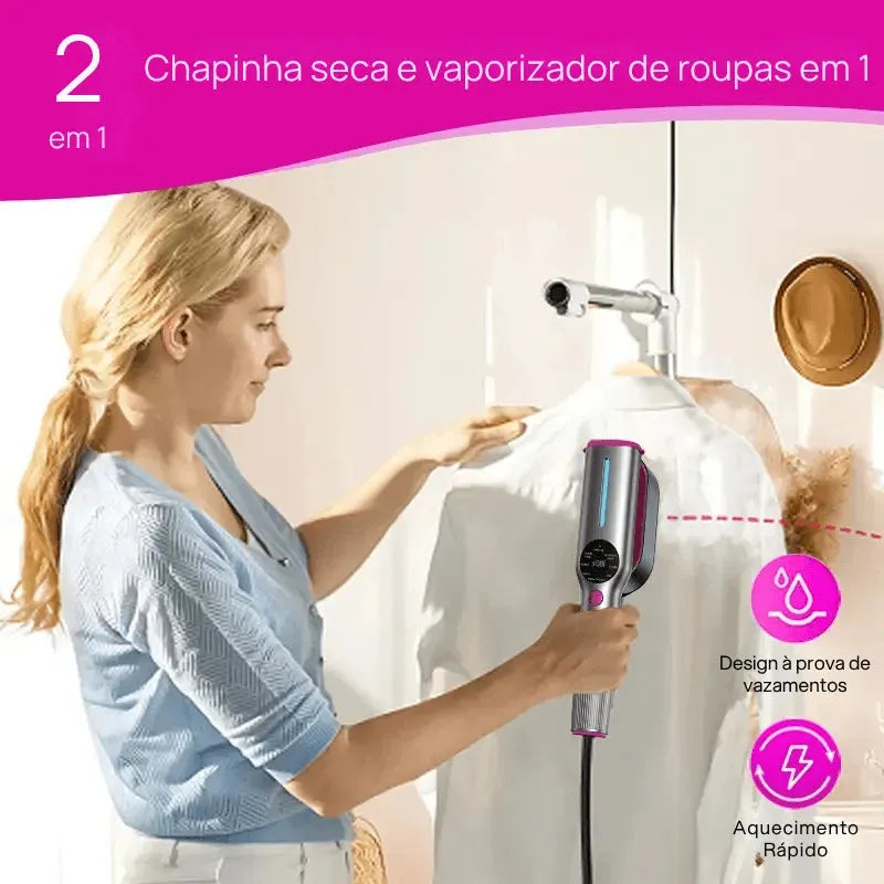 Vaporizador de Roupas Portátil para Viagem com Aquecimento Rápido em 5s, 7 Modos e Cabo Giratório de 90° roupas impecáveis