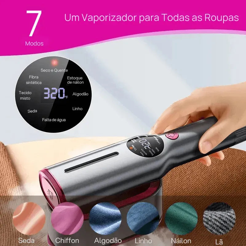 Vaporizador de Roupas Portátil para Viagem com Aquecimento Rápido em 5s, 7 Modos e Cabo Giratório de 90° roupas impecáveis