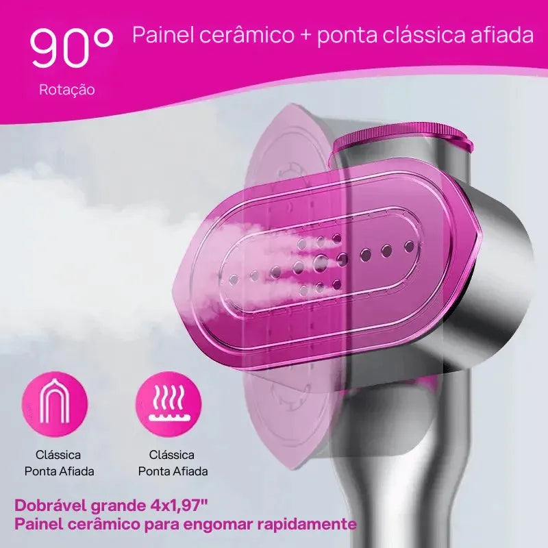 Vaporizador de Roupas Portátil para Viagem com Aquecimento Rápido em 5s, 7 Modos e Cabo Giratório de 90° roupas impecáveis