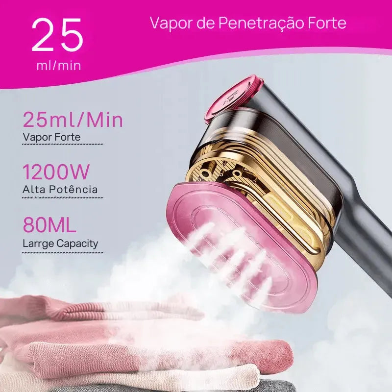 Vaporizador de Roupas Portátil para Viagem com Aquecimento Rápido em 5s, 7 Modos e Cabo Giratório de 90° roupas impecáveis