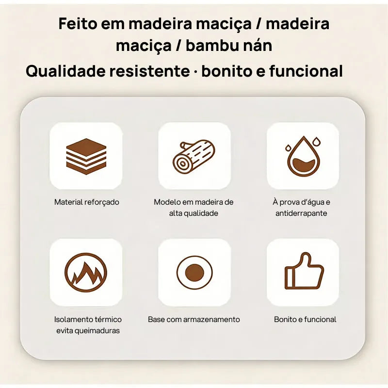 Descanso de copo em madeira maciça em formato de árvore de Natal — criativo e funcional, protege do calor, resistente e decorativo