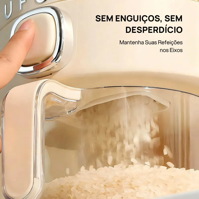 Dispensador de Arroz Hermético UFORU à Prova Total de Insetos e Umidade, com Copo Medidor para Grãos e Cereais preservação eficaz