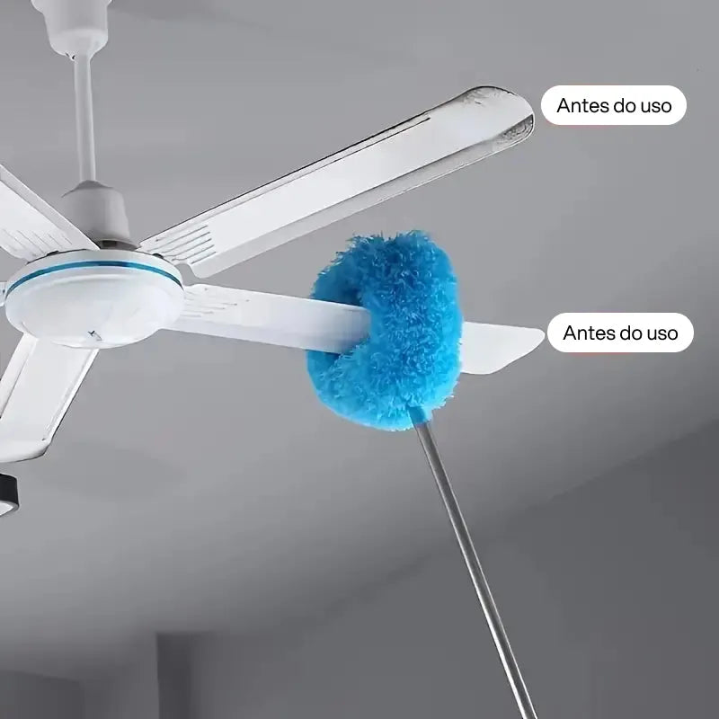 Pano de Limpeza Extensível com Cabo Longo para Ventiladores de Teto, Retém Poeira, Reutilizável e Lavável à Máquina alcance seguro