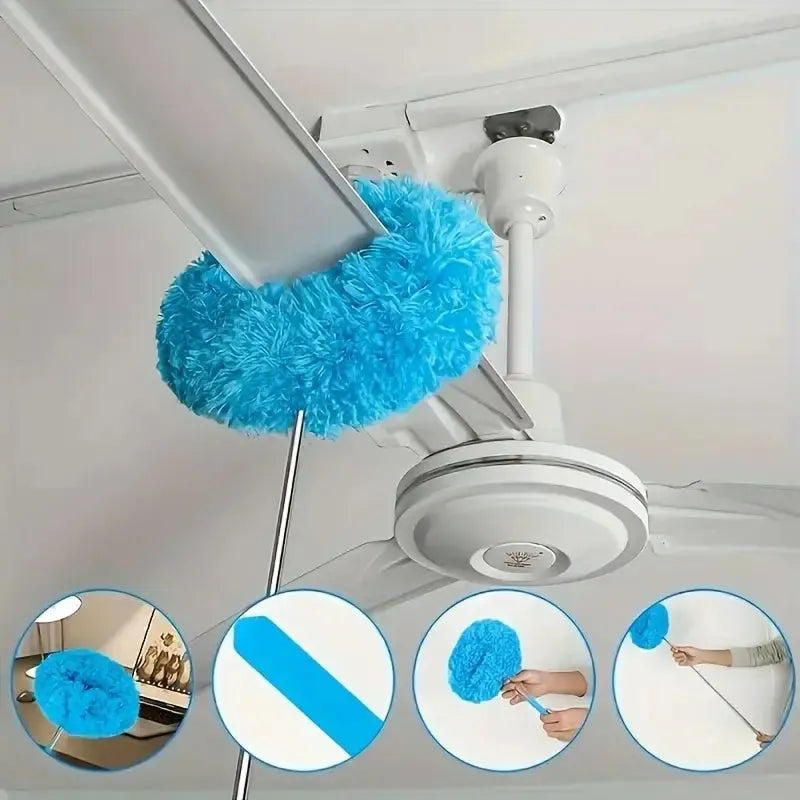 Pano de Limpeza Extensível com Cabo Longo para Ventiladores de Teto, Retém Poeira, Reutilizável e Lavável à Máquina alcance seguro
