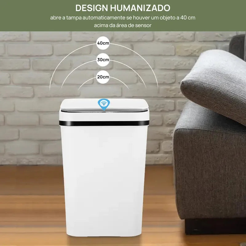 Lixeira Automática de 12 Litros com Sensor de Movimento Sem Toque, Ideal para Cozinha, Banheiro, Quarto e Escritório higiene máxima