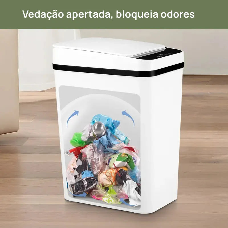 Lixeira Automática de 12 Litros com Sensor de Movimento Sem Toque, Ideal para Cozinha, Banheiro, Quarto e Escritório higiene máxima