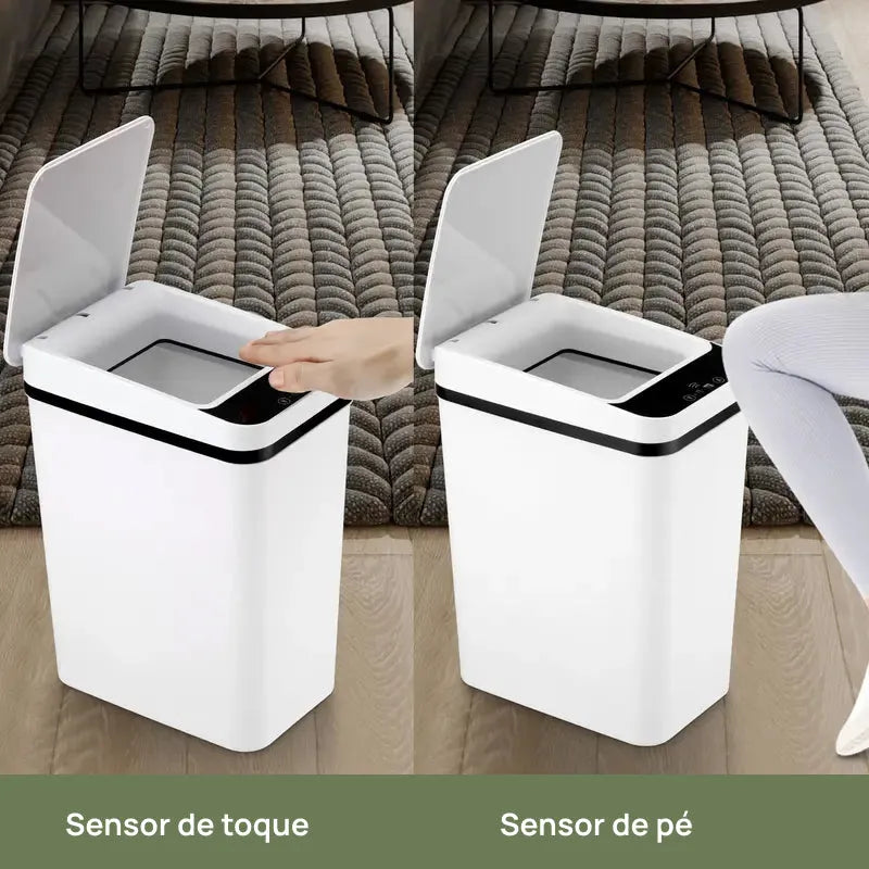 Lixeira Automática de 12 Litros com Sensor de Movimento Sem Toque, Ideal para Cozinha, Banheiro, Quarto e Escritório higiene máxima
