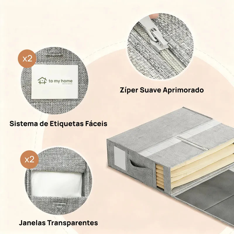 Conjunto de 4 Organizadores de Lençóis para Armário, Caixas Dobráveis com Janela Transparente à Prova de Poeira organização visual