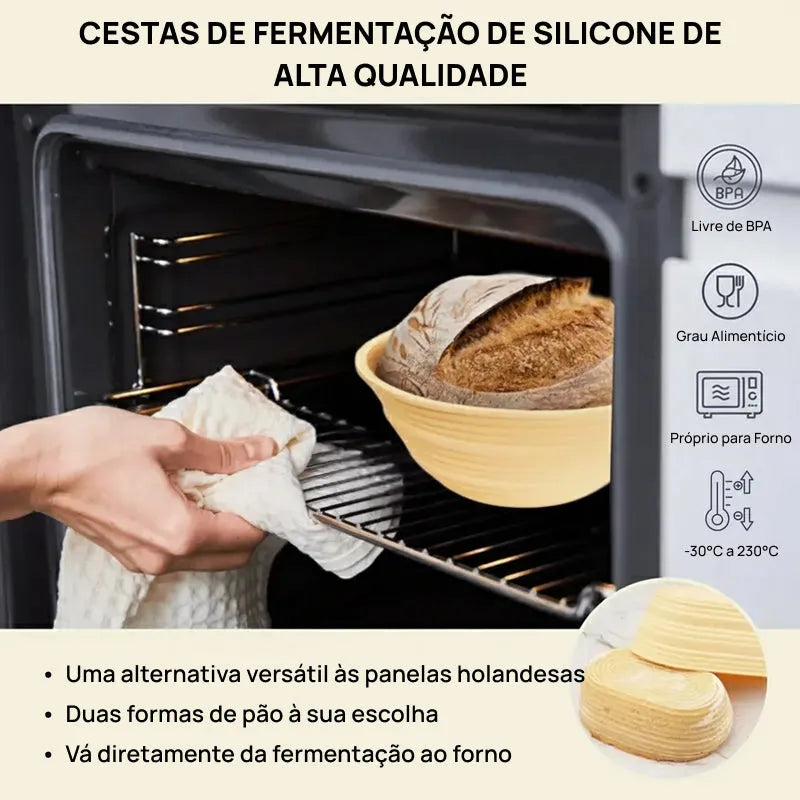 Kit Premium para Fabricação de Pão Sourdough, com Cestos de Silicone, Pote, Espátula, Batedor e Sacos completamente essencial
