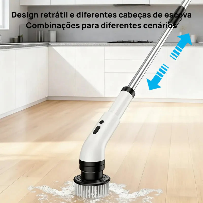 Escova Elétrica Giratória à Prova d‘Água, Sem Fio com 2 Velocidades e 9 Acessórios para Limpeza Pesada profissionalmente eficaz